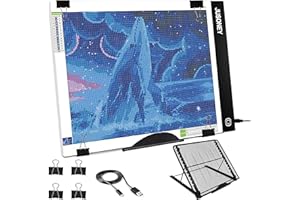 JUSONEY Mesa de Luz B4 Pad de dibujo de caja de luz ultrafino portátil con clips, Brillo de atenuación gradual, Almohadilla de Mesa luz de seguimiento profesional para pintura de