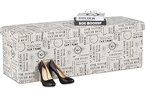 Relaxdays Banco Almacenaje, Plegable, Acolchado, Diseño Inspirado en el Café, 130 L, Baúl Almacenamiento, Beige/Negro, Poliéster, 38,5 x 114 x 37,5 cm