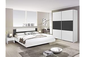 AVANTI TRENDSTORE - Rubi - Camera da letto completa con fusto del letto matrimoniale, 2 comodini ed un'armadio spazioso ad ante scorrevoli