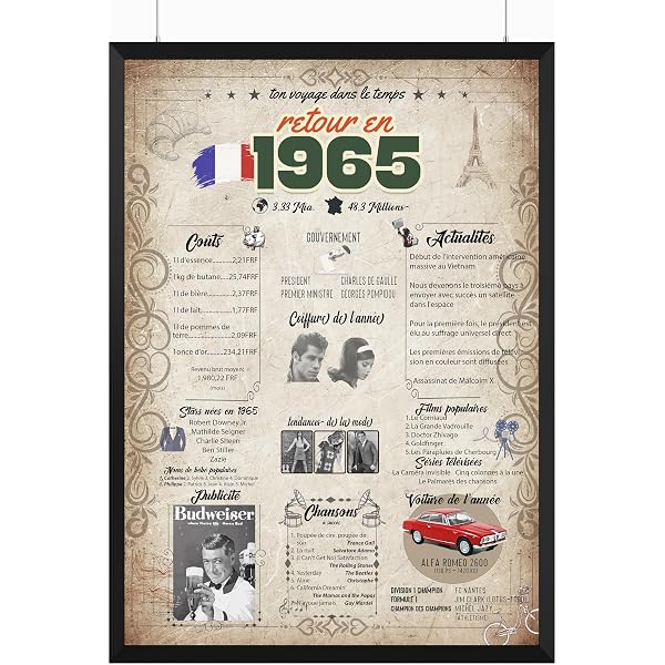 T-Shirt 60ème Anniversaire - Humour "60 Ans 1965" - Cadeau Drôle Pour Homme Ou Femme - 12