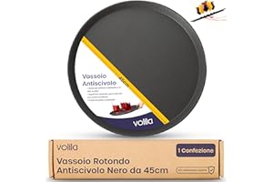 volila Vassoio Antiscivolo Bar - Set Apertivo con 1 Vassoio Aperitivo Bar da 45cm - Vassoio Aperitivo, Vassoio Nero Rotondo per uso Domestico o Professionale al Bar/Ristorante - Vassoio Caffè