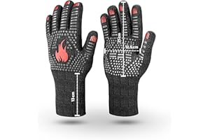 GUSSKÖNIG Grillhandschuhe hitzebeständig bis 800 Grad (M) - feuerfeste Handschuhe aus Aramid - Grillhandschuh Kochhandschuhe für Indoor&Outdoor Kochen