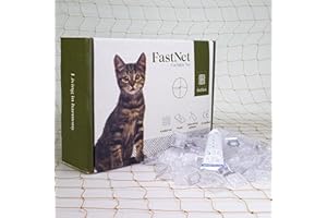 Bird-Tech TM Filet Balcon pour Les Chats Couleur Pierre + 50 Crochets Fixations + 1 Silicone Transparent 80ml. (5x3 MTS)