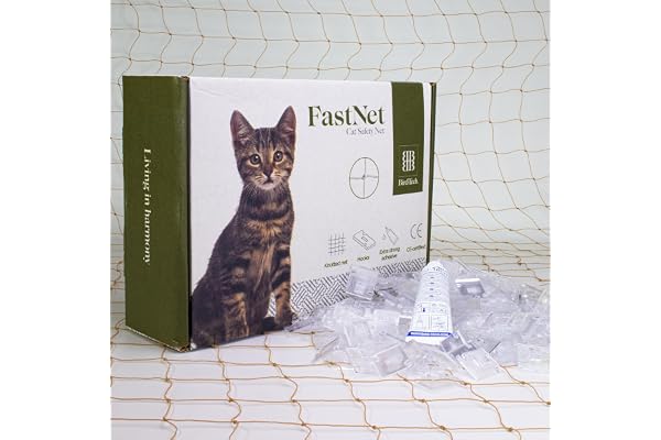 Bird-Tech TM Filet Balcon pour Les Chats Couleur Pierre + 50 Crochets Fixations + 1 Silicone Transparent 80ml. (5x3 MTS)