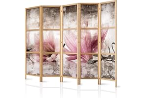decomonkey 5 Paneles Biombo - 225 x 171cm Grandes Flores de Magnolia Naturales paraban Separador de ambientes para Separación de ambientes Hogar Oficina SPA
