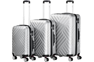 Zelsius Koffer Set 3 Stück, Grau | ABS Hartschalenkoffer mit Zahlenschloss, Doppelrollen und Innen Trennwand | Handgepäckkoffer, Hartschalenkoffer Set 3 teilig, Trolley, Koffer Groß, Luggage Set
