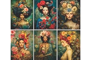 Papier de riz Femmes Colorées, 20 x 26,6cm (6pc) - 6 motifs pour Scrapbooking, Cartes, Artisanat, Découpage par CRAFT KREATIVELY