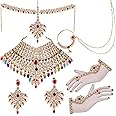 Lucky Jewellery Wedding Designer Gold Plated Dulhan Choker Bridal Set with sheeshpatti for Girls & Women (2475-L1ZS-KD124-)