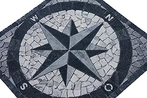 ESTILE MOSAICO Marmor Rosone 60x60 Kompass Naturstein Windrose Mosaik Einleger Fliesen 014
