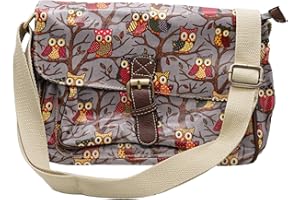 RS.FASHIONS ladies and girls Satchel Oilcloth Owl Printed single pocket buckle and magnetic snap closure Messenger Bags