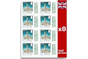 ALBIAN TRADING Christmas 2nd Class Stamps (8 Pack) - 2nd Class Stamps - Christmas Barcoded Self Adhesive UK Letter Postage - (8 Total)