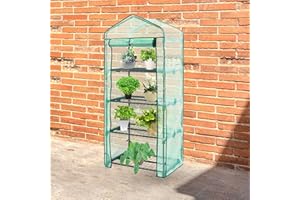 Lendo Online Serra con copertura impermeabile in PE verde acciaio – Serra con supporti per piante in acciaio – Serra – Giardino d'inverno – Giardinaggio (69x49x160cm)