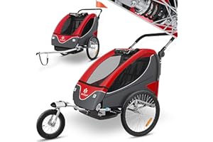 KESSER® Remolque para bicicletas giratorio 360° con suspensión 2en1 Función Jogger Remolque para niños + arnés de 5 puntos Remolque Jogger para bicicletas máx. 40kg
