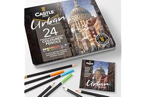 ‎CASTLE ART SUPPLIES Castle Art Supplies 24 urbane Buntstifte Set für erwachsene Künstler | ideale Skizzier-, Mal-, Zeichnungsqualität, glatte Kerne | überlegene Misch- und Schichtleistung für Ergebnisse
