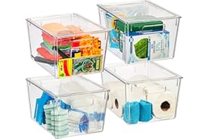 CLEARSPACE Plastic Storage Bins with Lids – Perfect Kitchen Organization – Fridge Organizer, Pantry Organization and Storage Bins, Cabinet Organizers (4 Pack)