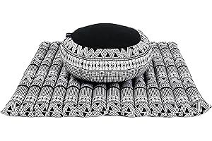 LEEWADEE Set per meditare: Tappeto per Yoga Zabuton e Cuscino per Meditazione Zafu, materassino Tailandese in kapok Fatto a Mano