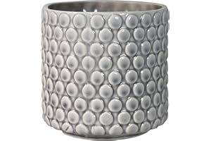 Bloomingville Ceramic Flower Pot Dot - colorful Planter, Pot for plants, sukkulents Size S (12,5 cm ø) Dia 5'' H 5'', Stoneware, grey