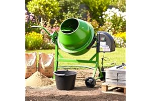 Cement Mixer Electric 63L Drum Powerful 220W Motor by Garden Universe Professional Series in Green Model CM01