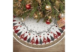 Artoid Mode Falda para árbol de Navidad, Decoración Navideña, 122 cm, diseño de búfalo de pino, color rojo