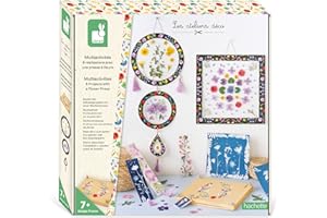 Janod - Kit Infantil Prensa de Flores - 6 Actividades - Les Ateliers Déco - Manualidad Creativa - Motricidad Fina y Concentración - A Partir de 7 Años, J07879