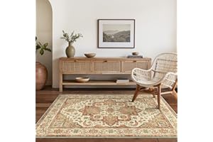 BEIMO Tapis Vintage Boho Lavable 120x170 cm, Tapis Antidérapant, Durable et Non-Fussel, Tapis Salon, Tapis Chambre, Tapis Bureau à Domicile