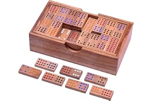 LOGOPLAY Domino Double 12 - Jeu de société - Jeu de société en bois avec 91 pions