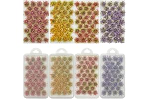 Woohome 4 Couleurs Modèle Arbres Gazon Lichen pour Feuillage, 128 PCS Touffe d'herbe Statique Herbe Artificielle Modèle pour Le Chemin de Fer de Paysage de Train