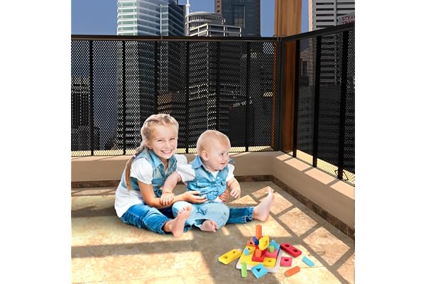 6 Mètres Filet de sécurité pour Bébé, Filet de Protection Anti-chute pour Escaliers, Balustrades de Balcon et Clôtures, Robuste et Réglable pour Enfants, Animaux Domestiques, Jouets, 6*0,9 Mètres Noir