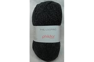 Phildar - Pelote de Laine Phil LOOPING de 100g - Laine à Tricoter - 80% Acrylique,20% Laine - Aiguille n°6 - Couleur Carbone