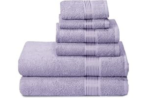 GLAMBURG Ultra Soft 6er-Pack Baumwoll-Handtuch-Set, enthält 2 übergroße Badetücher 70 x 140 cm, 2 Handtücher 40 x 60 cm und 2 Waschbetten 30 x 30 cm, Dunkelviolett