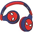 LEXIBOOK HPBT010SP Spiderman 2-in-1 Bluetooth Headphones Stereo Wireless Wired, Kids Safe for Boys Girls, Foldable, Adjustable, red/Blue, Black, Spider-Man