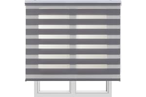 Estores Enrollables Noche y Día Elegantes con Tejido de Doble Caída para Puertas y Ventanas, Estor Noche y Dia de Fácil Instalación con Filtrado de Luz Ajustable STORESBASIC Gris 120x180
