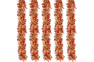 Brinny 11 cm x 2 m, 5 guirnaldas de tinsel, Navidad, colgante metálico, tinsel, decoración brillante, color mezclado para boda, celebración, fiesta, actividades