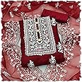 Sidhidata Cotton Women's Organza Embroidered Unstitched Salwar Suit Dress Material With Embroidery Work Dupatta (Dm Humtum_Free Size)