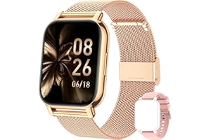 Popglory Reloj Inteligente Mujer con Llamadas y Asistente Voz, Smartwatch Mujer 2 Correas, Pulsera Actividad Presión Arterial Ritmo Cardíaco Oxígeno Sanguíneo
