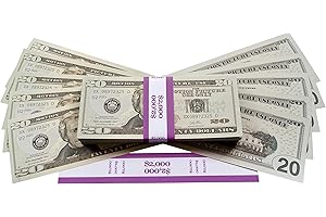 Big Screen Stacks - PROP MONEY DOLLARS - $2,000 FULL PRINT 20 DOLLAR BILLS, in Authentic Bank Strap. For Movies, Films, Money Guns Cash Cannon Play Fake Money, Party's, Casino Games