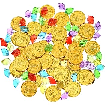 100 Monete D'Oro Pirata In Plastica - Per Feste E Caccia Al Tesoro