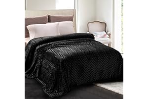 Whale Flotilla Flannel Fleece King Size Blanket for Bed, 264x230 CM, Soft Fluffy Velvet Bed Blanket with Decorative Chevron Pattern for All Season, Warm and Lightweight, Black