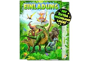 ‎VULAVA VULAVA 12x Dinosaurier EINLADUNGSKARTEN KINDERGEBURTSTAG Junge Mädchen - die Dino PARTY Karten sind die Dino EINLADUNG für Jungen Mädchen Kinder GEBURTSTAG Dino KINDERPARTY Dinosaurier MONSTER-PARTY
