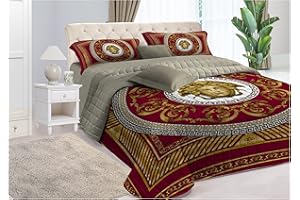 il dolce stile della tua casa trapuntino estivo matrimoniale copriletto trapuntato stampa elegante modello medusa oro (oro/bordeux)