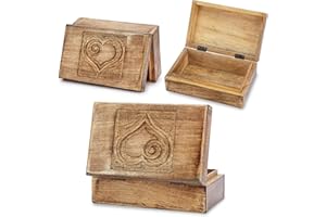 Ajuny Scatola Portaoggetti Decorativa in Legno Realizzata a mano con Design a Cuore Vintage Multiuso per Conservare Collane Orologi Scatole Portaoggetti Regali 8x5 pollici