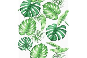 Yullpaper Papel pintado verde para despegar y pegar, rollo de plástico de hojas verdes botánicas para sala de estar, envoltura de vinilo autoadhesiva para muebles, papel pintado adhesivo, 45x300 cm