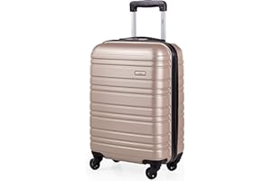 A2B ABS Hard Shell 21 Inch Suitcase - Travel Luggage with 4 Spinner Wheels | Telescopic Drag Handle | Hard Sided Suitcases Lightweight Fits into Cage 56x45x25 (Champagne, Small)