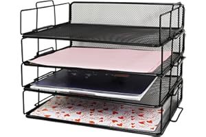 ‎EXERZ Exerz Sorter papieru 4 poziomy/tace biurkowe 4 szt./tacka na listy, do biura, szkoły, gabinetu