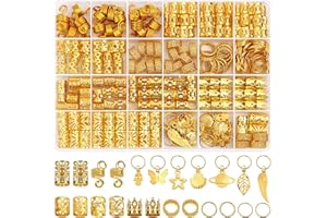LUCOMB 280 Stück Haarschmuck für Frauen, Haar-Manschetten für Zöpfe, Loc-Schmuck für Haare mit Dreadlocks, verstellbare goldene Haarwickelringe, Haarschmuck für Zöpfe, Dekoration für Dreadlock-Zubehör