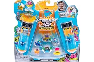 Coffret Méga labo MrBeast Lab Atomic Swarms, Verse de l'eau, secoue Le Tube à essai et découvre 2 des 12 Mini créatures MrBeast Swarms de 2,5 cm à Collectionner, Plus de 85 à Collectionner