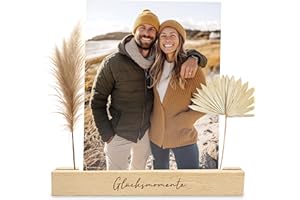 LOViLEE Kartenhalter Hol im 2er Set – Glücksmomente – Kartenständer Holz inkl. Postkarten Download – Fotohalter Holz, Fotoaufsteller, Fotogeschenke, Schön dass es dich gibt Geschenke