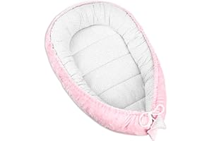 PIMKO Réducteur Lit Bébé Nid de bébé en Peluche 90x55 cm - Cale Bebe Matelas Cocoon pour Lit Baby Nest Ultra Doux - Peluche Rose