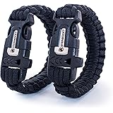 Steinbock7 Survival Bracelet, Set of 2, Paracord + Whistle + Fire Stone + Knife, Flutter Instruction