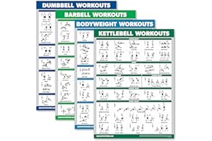 ‎PALACE LEARNING Palace Learning 4 Pack - Dumbbell Workouts + Barbell Workouts + Bodyweight Workouts + Kettlebell - Set of 4 Workout Charts